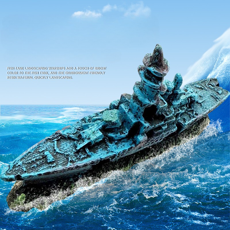 Resin Damaged Navy War Boat Sh - Aquarium Marineland ulasan dan harga