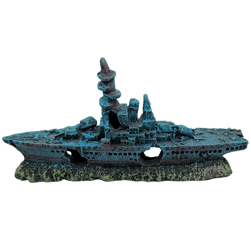 Resin Damaged Navy War Boat Sh - Aquarium Marineland ulasan dan harga