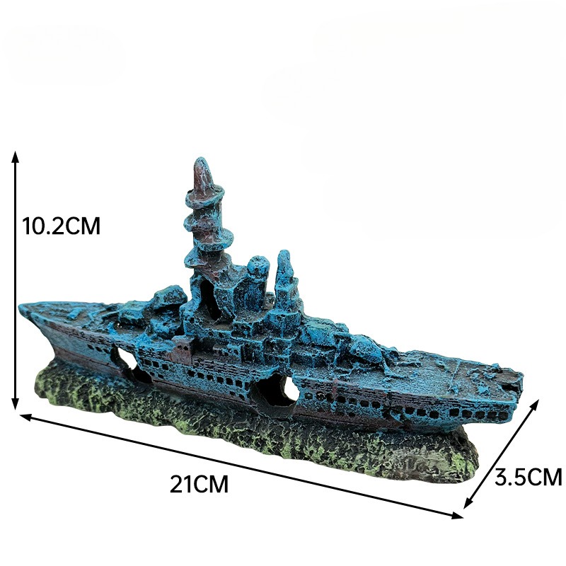 Resin Damaged Navy War Boat Sh - Aquarium Marineland ulasan dan harga