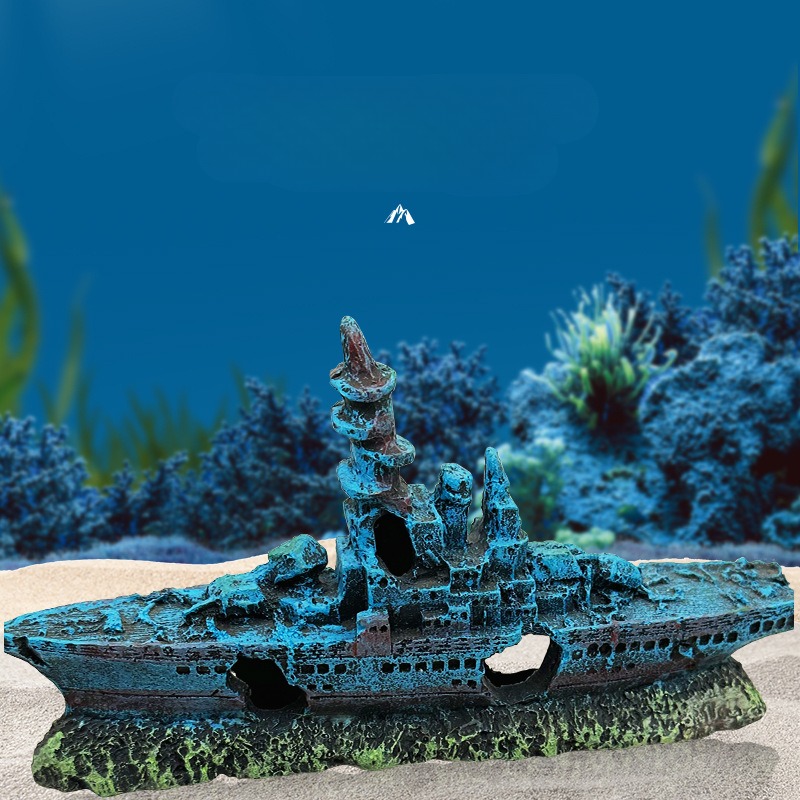 Resin Damaged Navy War Boat Sh - Aquarium Marineland ulasan dan harga