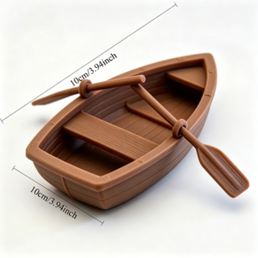 Mini Double Oar Wooden Boat Aq - Aquarium Marineland ulasan dan harga