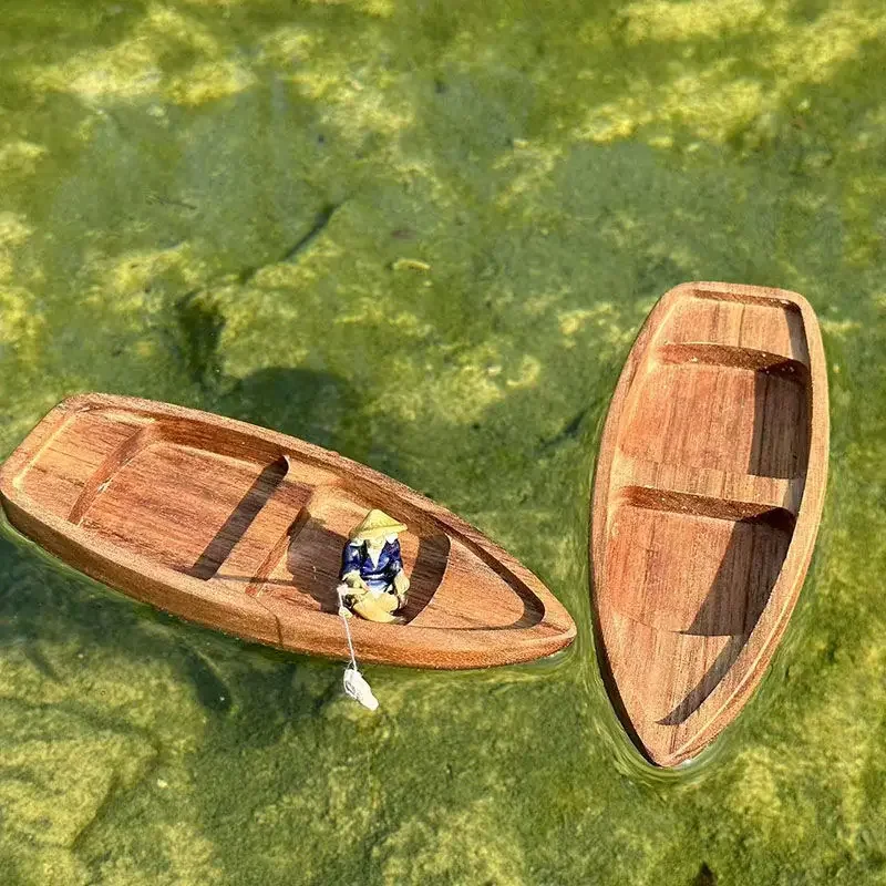 Handmade Wooden Boat Mini Floa - Aquarium Marineland ulasan dan harga