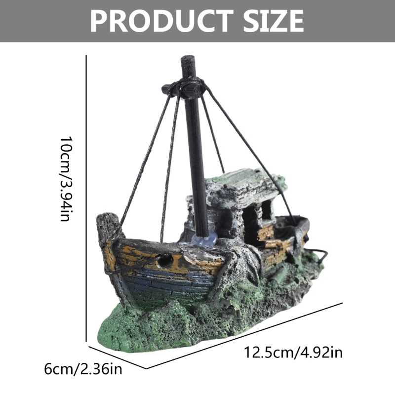 Aquarium Sunken Ship Decoratio - Aquarium Marineland ulasan dan harga