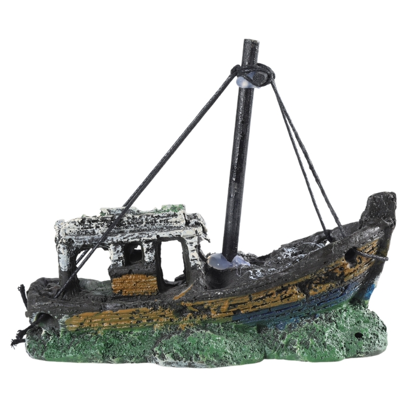 Aquarium Sunken Ship Decoratio - Aquarium Marineland ulasan dan harga
