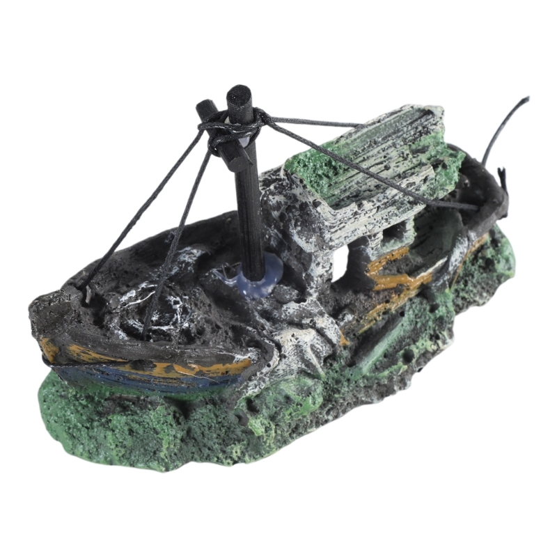 Aquarium Sunken Ship Decoratio - Aquarium Marineland ulasan dan harga
