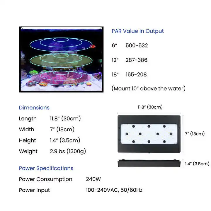 A8Pro Max/Blue 240W CREE Light - Aquarium Blue Marine Reef ulasan dan harga