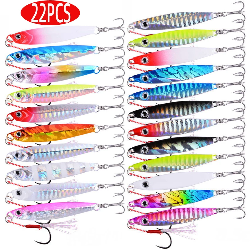 22PCS Metal Cast Jig Spoon Fih - Marine Salt Mix ulasan dan harga
